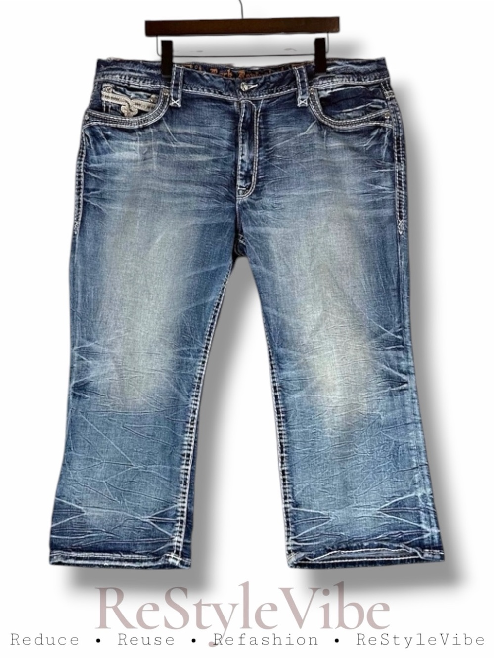 ROCK REVIVAL Women’s Size 38 Denim Jeans Easy Crop Style Fit Stretch Katydid